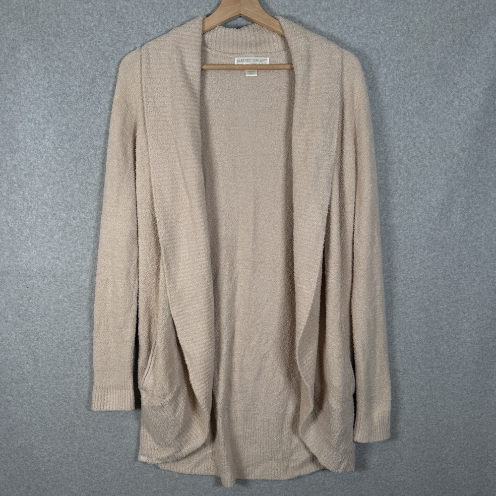 Barefoot Dreams Cozychic Lite Cardigan Womens XS/S Ivory Open Front Soft Sweater